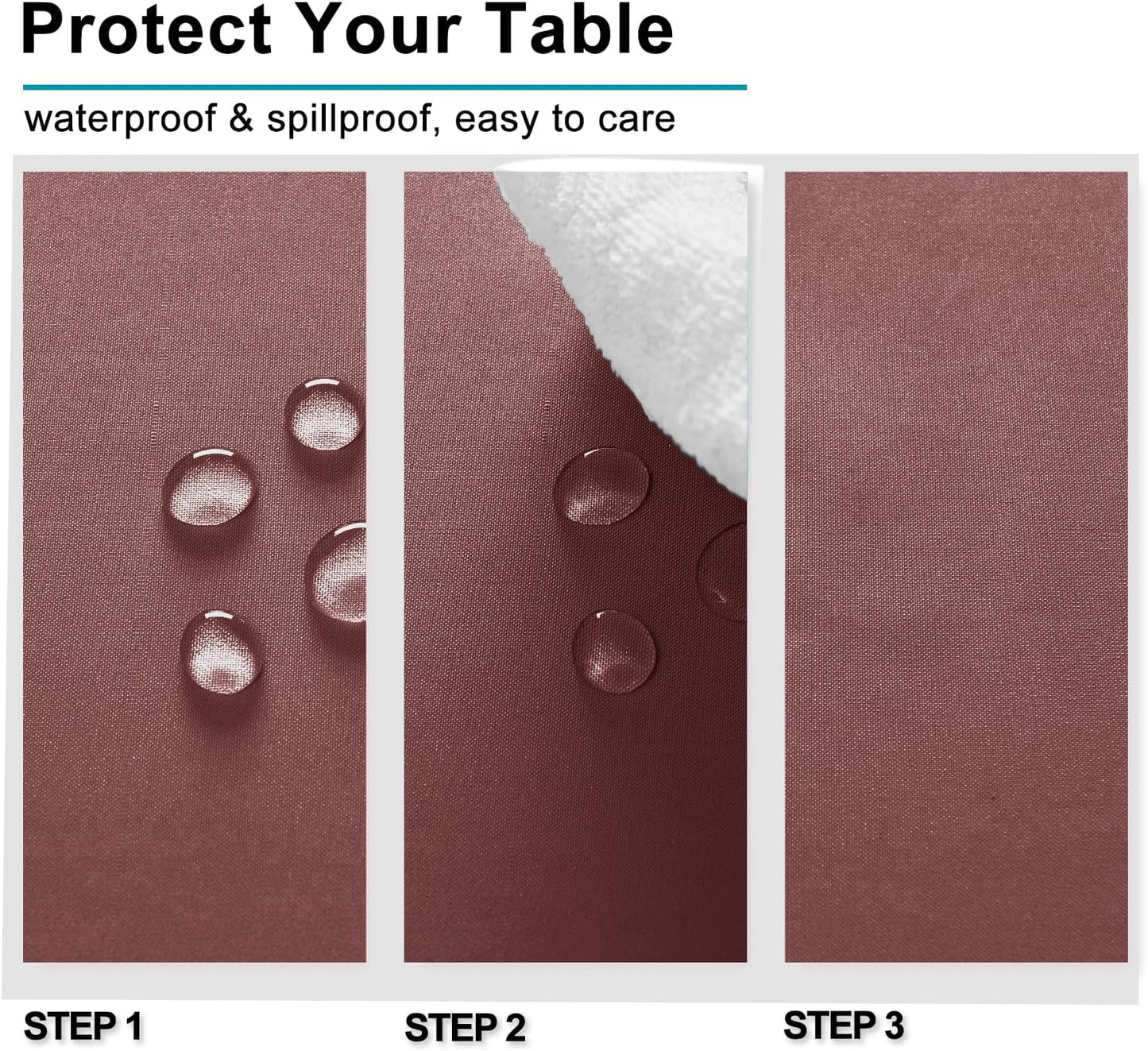 Hiasan Dusty Rose Rectangle Tablecloth - Waterproof Washable Polyester Fabric Table Cloth for Buffect Dining Birthday Party, 54 x 80 Inch