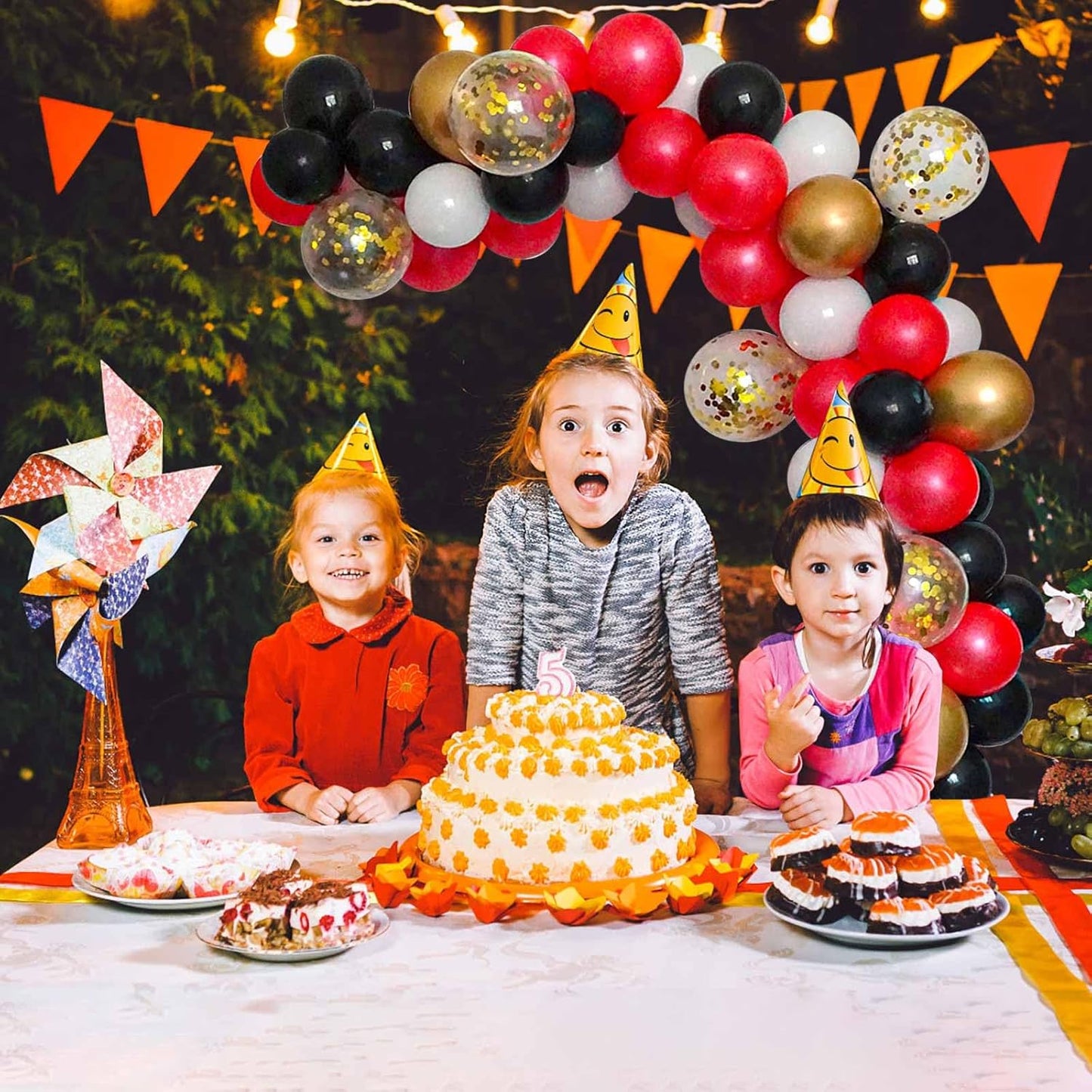 DIY Balloon Arch & Garland Kit, 113Pcs Party Balloons Decoration Set, Gold Confetti Balloons & Gold Red Black White Latex Balloons for Baby Shower, Wedding, Birthday, Graduation Party