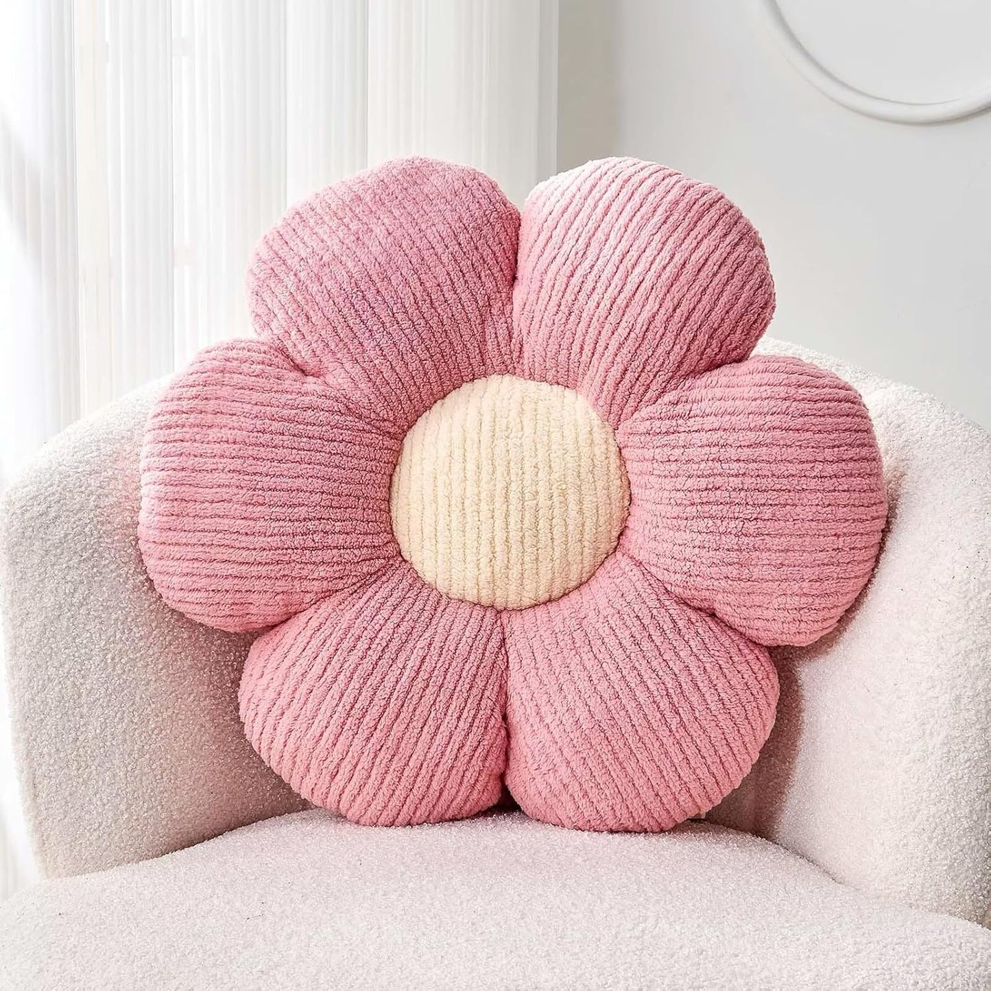 Flower Throw Pillow, Soft Pink 14.9" Shaped Floor Pillow for Home Decor, Cute Aesthetic Plush Decorative Pillows for Bed, Sofa, Couch