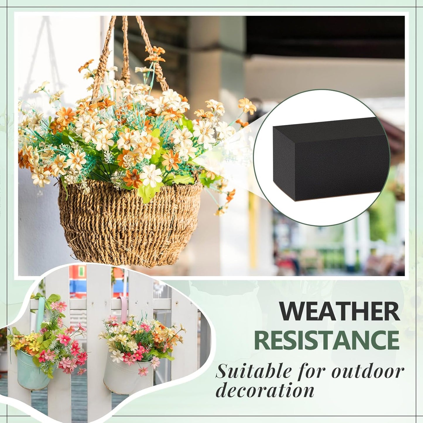 Lallisa 8 Pcs Reusable Floral Foam Blocks Water Weather Resistant Dry Floral Foam for Artificial Flower Arrangements Outdoor Flower Boxes Outside Hanging Planters Wedding Home Decor (6 x 3 x 2.5)