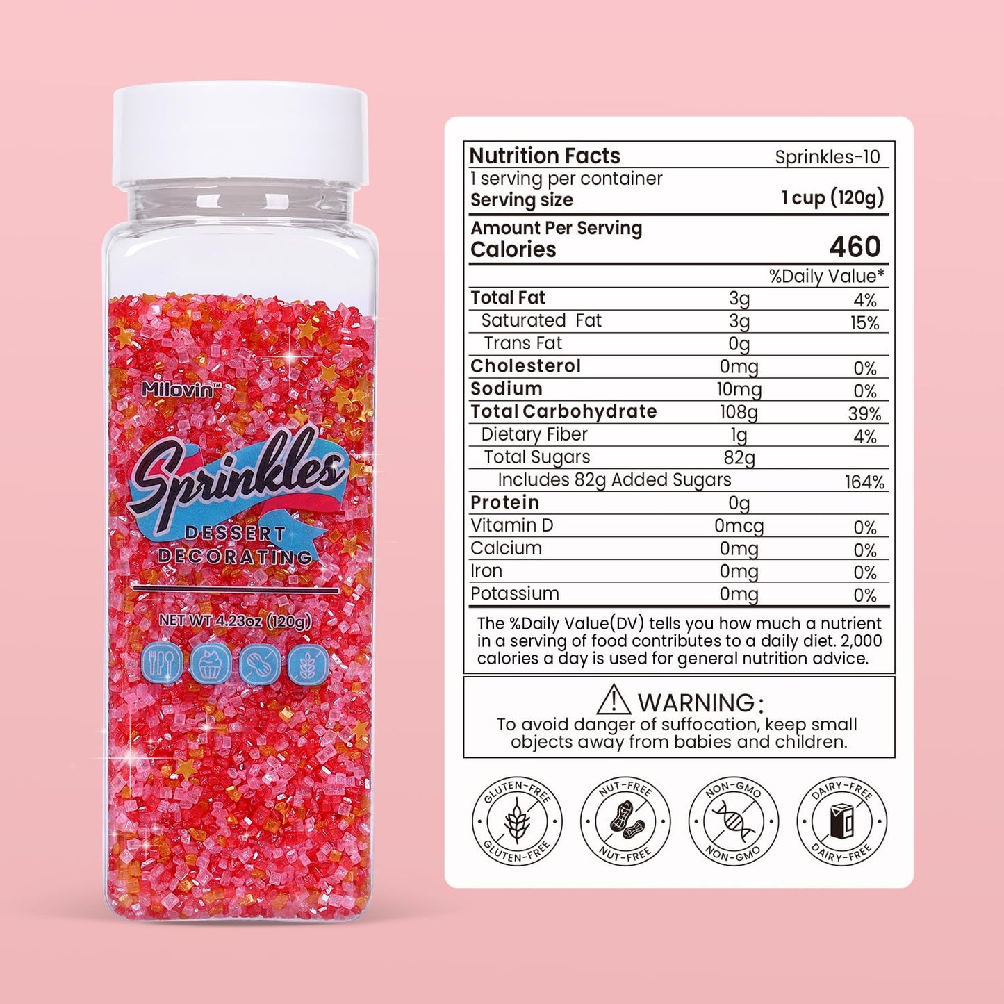 Edible Sanding Sugar Gold Star Glitter Mix, Red Sanding Sugar, Pink Sanding Sugar, Shimmer star sprinkles, Pink and Red Sprinkles for Weddings, Birthdays, and Valentines(4.23oz/120g)
