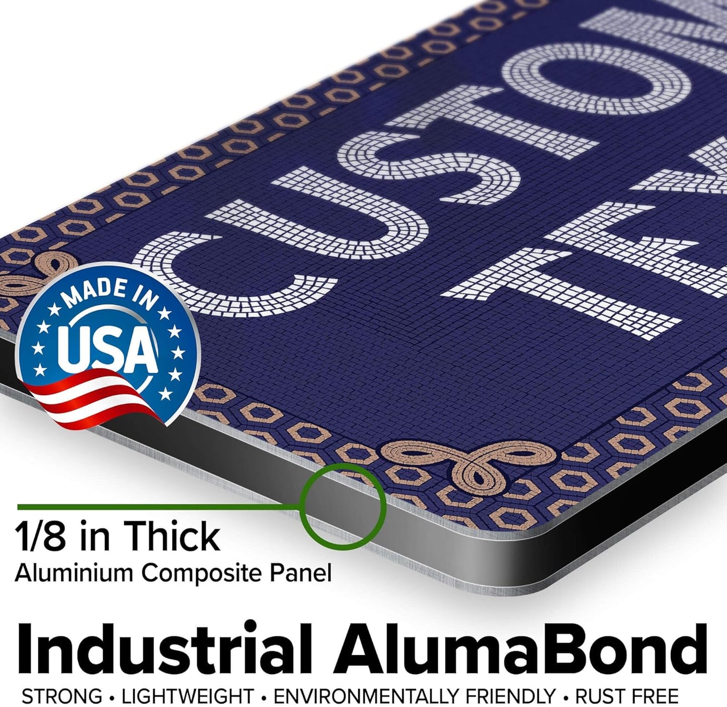 Custom Sign, Custom Street Sign, 11 Font Colors, 13 Font Styles, 4 Hole Options, 22 Sizes, 6x12 Inches, Rust Free DiBound, Fade Resistant, Made in USA by My Sign Center (Fauxsaic 1)