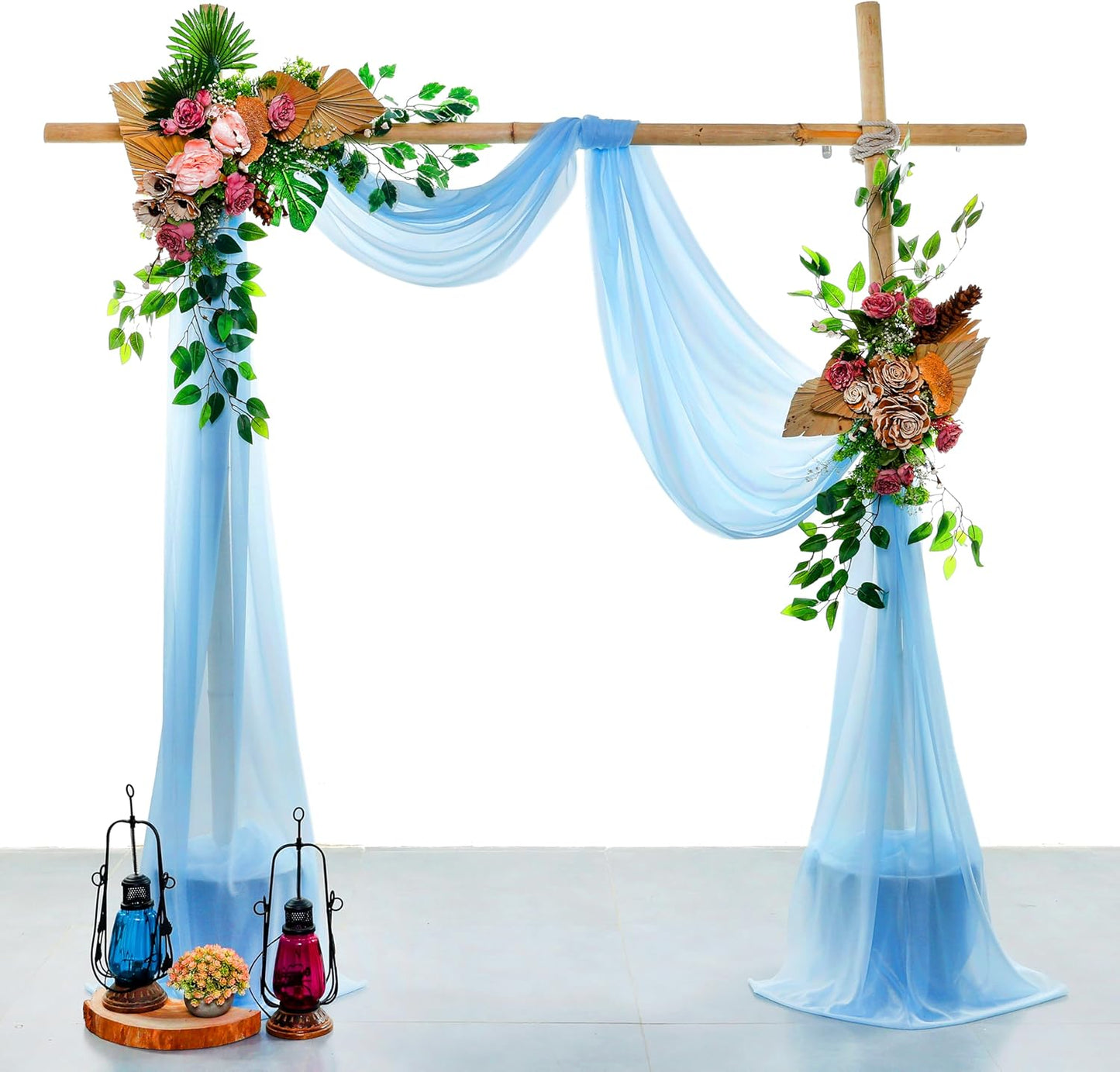 VDS Pack of 1 Panel (30 Inch X 40 Feet) Wedding Arch Draping Fabric Sheer Chiffon Fabric Drapery for Wedding Ceremony Reception Swag Backdrop Canopy Chuppah ARBO Altars Decoration (Turquoise)