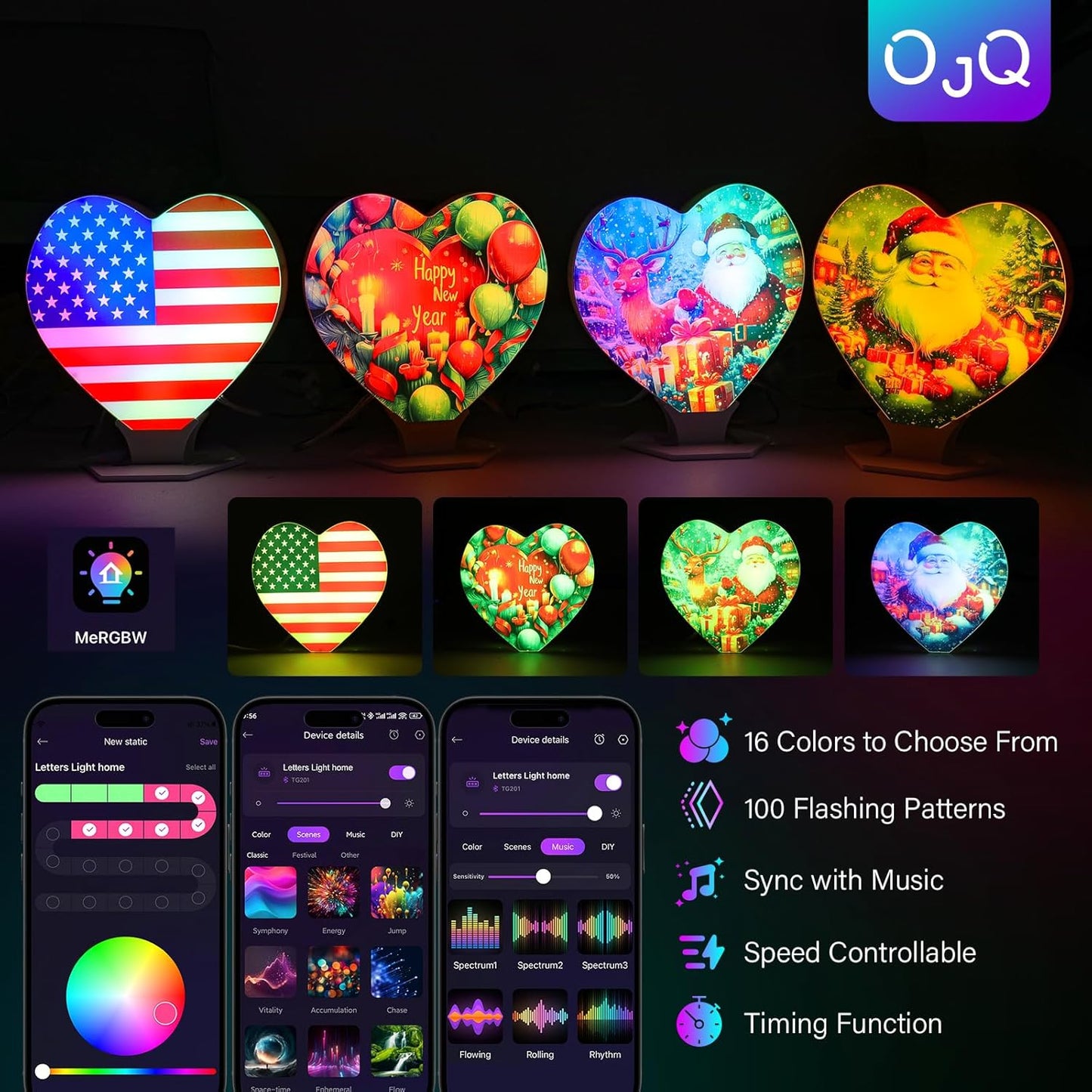 OJQ Light Up Letters LED Letter - Bedroom Lighted Colorful Alphabet Letter Music Sync Color Change - Christmas Birthday Gifts for Girl - Teen Girls Room Decor Gifts Party Home Wall Bedroom Decor