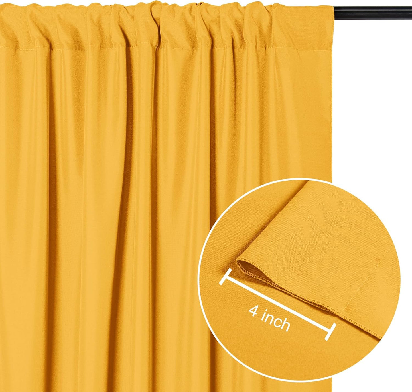 DWCN 10x10 FT Backdrop Curtains for Parties, Photography Backdrop Drapes with Rod Pockets for Wedding Decorations Stage Birthday Family Gatherings, 2 Panels 5ft x 10ft, Orange Yellow