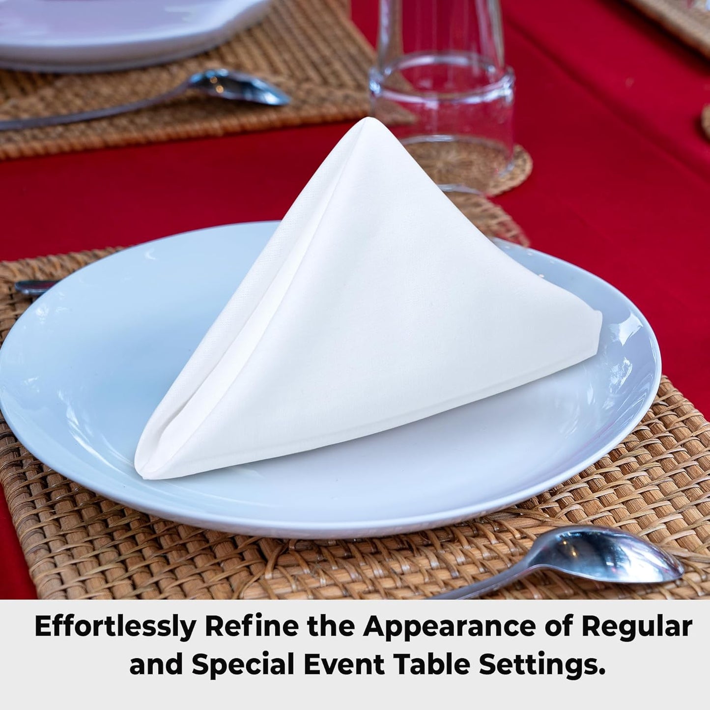 Urban Villa White Cloth Napkins Set of 12 100% Cotton Dinner Napkins Cloths Washable 20”x20” Absorbent Soft Durable Reusable-Ideal for Everyday Use Parties Wedding Thanks Giving Christmas Halloween