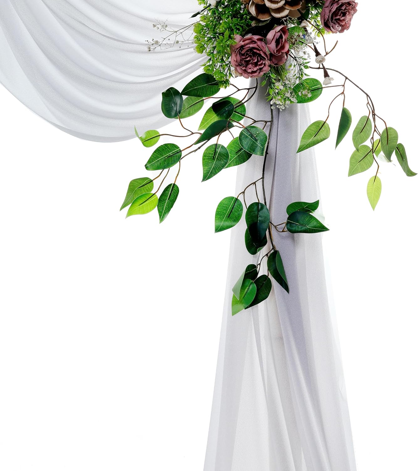 VDS Pack of 2 Panel (30 Inch X 50 Feet) Wedding Arch Draping Fabric Sheer Chiffon Fabric Drapery for Wedding Ceremony Reception Swag Backdrop Canopy Chuppah ARBO Altars Decoration (Cool Grey)