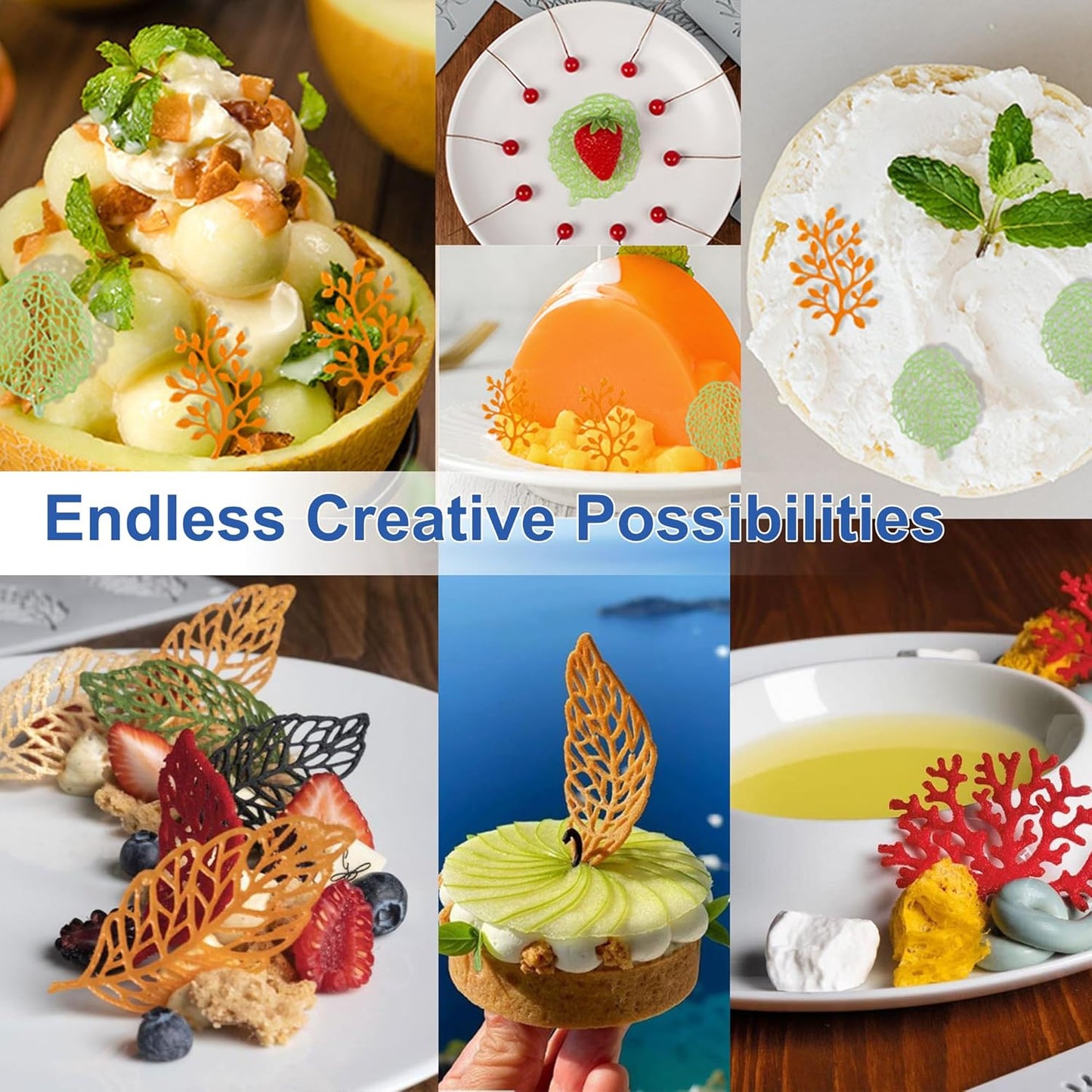 7Pcs Leaf Silicone Fondant Molds with Dough Scraper Silicone Spatula, 3D Coral Branch Leaf Chocolate Molds, DIY Baking, Sugar Craft, Wax, Gum Paste, Cupcakes, Clay