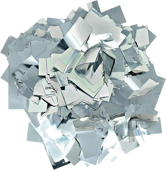 Rectangular Silver Mylar Shiny Foil Metallic Confetti for Cannon and Launcher use - Mother’s Day Confetti for Wedding, Parties, Gender Reveal and Live Events - 1 lb, 16 oz