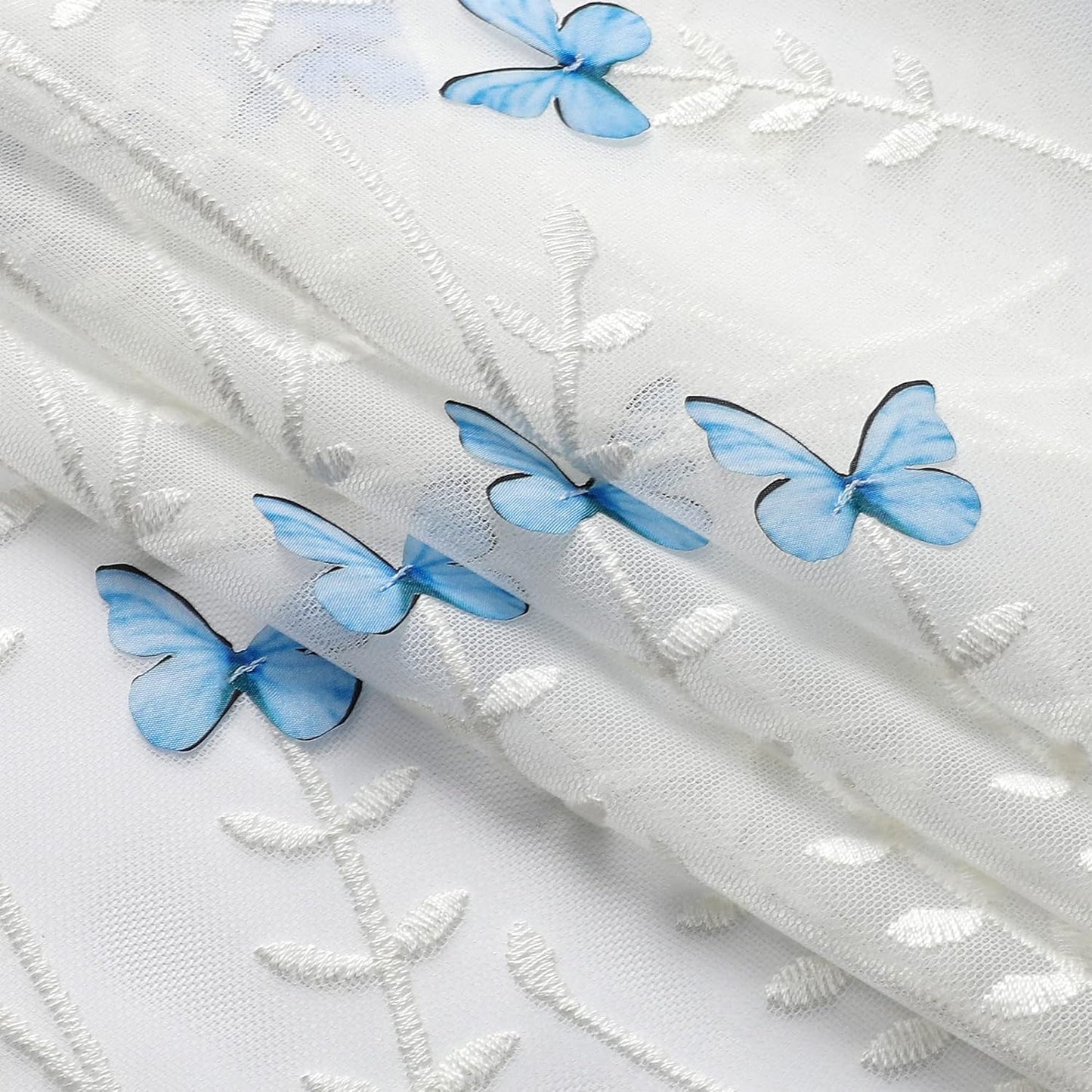 VISIONTEX White Sheer Voile Curtains, Decorative White Embossed Drip Rod Pocket Window Drapes for Home Kitchen, Living Room and Bedroom 54 x 63 Inch, Set of 2 Curtain Panels