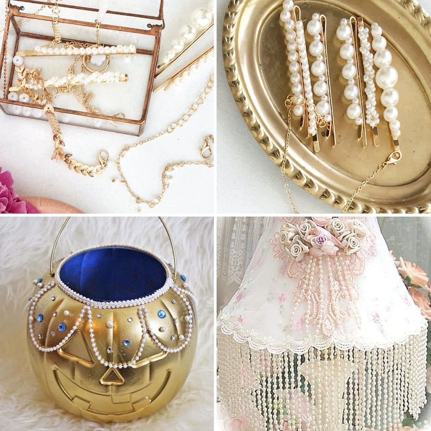 [29.5Feet] Pearl Beads Garland, 10MM 9.8 Yards Faux Pearl Beads String Roll Bulk for DIY Craft Wedding Party Christmas Tree Decoration