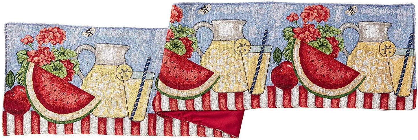 Tache 13x54 Fruity Drinks Table Runner, Colorful Watermelon Lemonade Decorative Spring Summer Woven Tapestry Dresser Coffee Kitchen Dining