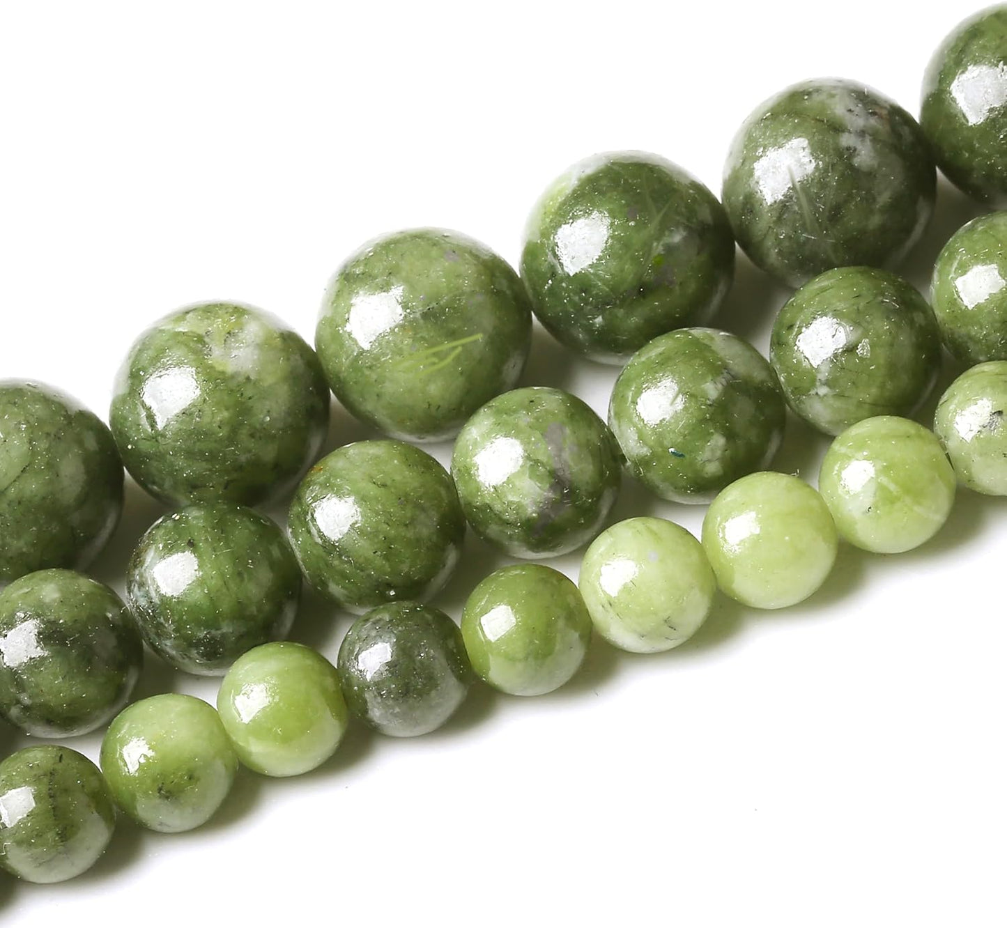 Matcha Green Jade Stone Beads Gemstone Round Crystal Energy Jade Beads Stone Beads for Jewelry Making DIY Bracelet Necklace Jewelry Making 1 Strand 15.5inch 35PCS 10MM
