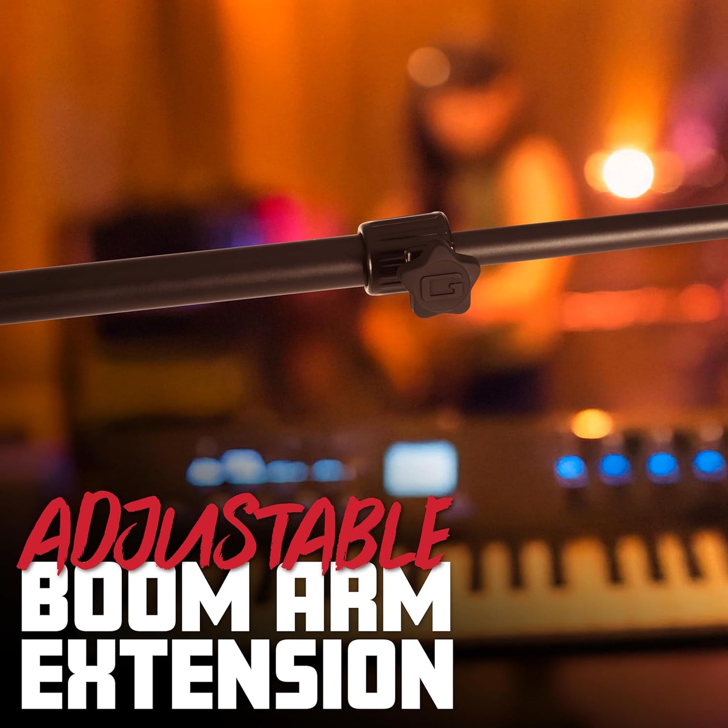 Gator Frameworks Tripod Mic Stand with Boom Arm & Soft Grip Twist Clutch Height Adjustment, Includes 3/8" and 5/8" Adapters (GFW-MIC-2020)