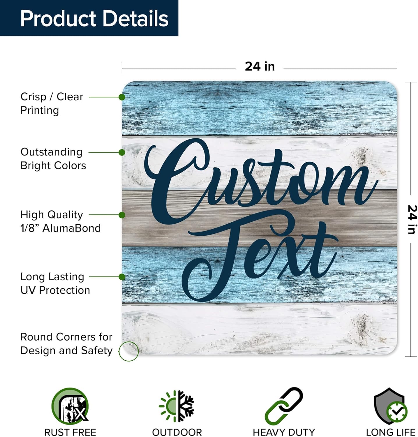 Custom Sign, Custom Street Sign, 11 Font Colors, 13 Font Styles, 4 Hole Options, 22 Sizes, 24x24 Inches, Rust Free DiBound, Fade Resistant, Made in USA by My Sign Center (Coastal)