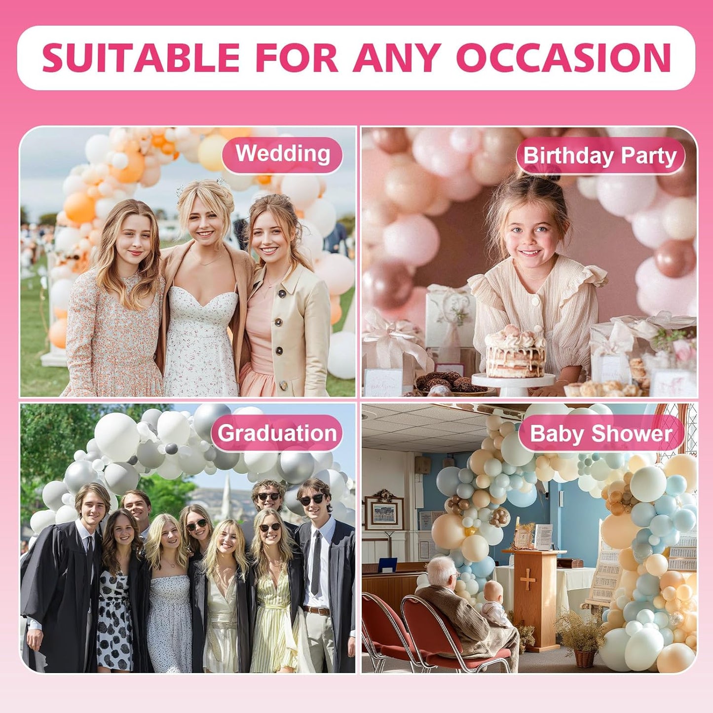 Bezente Balloon Arch Strip Kit, 98.4ft Balloon Tape Strips and 600pcs Glue Point Dot Stickers for Garland Wedding Birthday Baby Shower Party Decorations