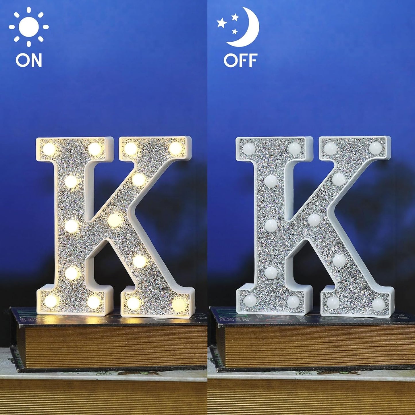 NW LIGHT Light Up Marquee Letter K for Table Decorations, Glitter Alphabet Signs for Prom, Events, or Engagement Party Decor
