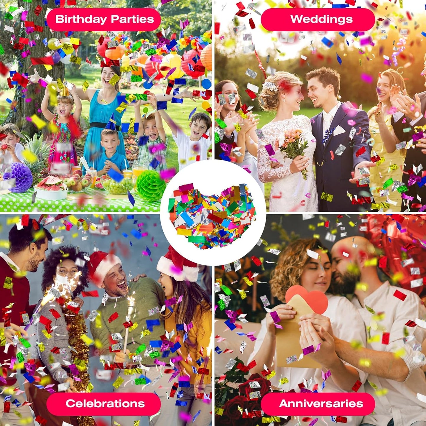 Metallic glitter Confetti Paper - Color Flame Retardant Foil Confetti Great for Birthday Parties,Concerts,Celebrations,Weddings,Confetti Party,Graduation Ceremonies & More (2.2)