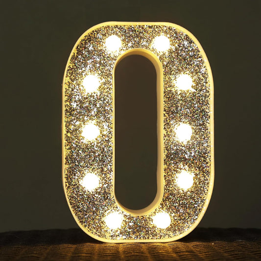 Light Up Letters - Marquee Light Signs for Table Decorations, Prom, Events & Engagement Parties - Glitter Alphabet & Number Letters, O