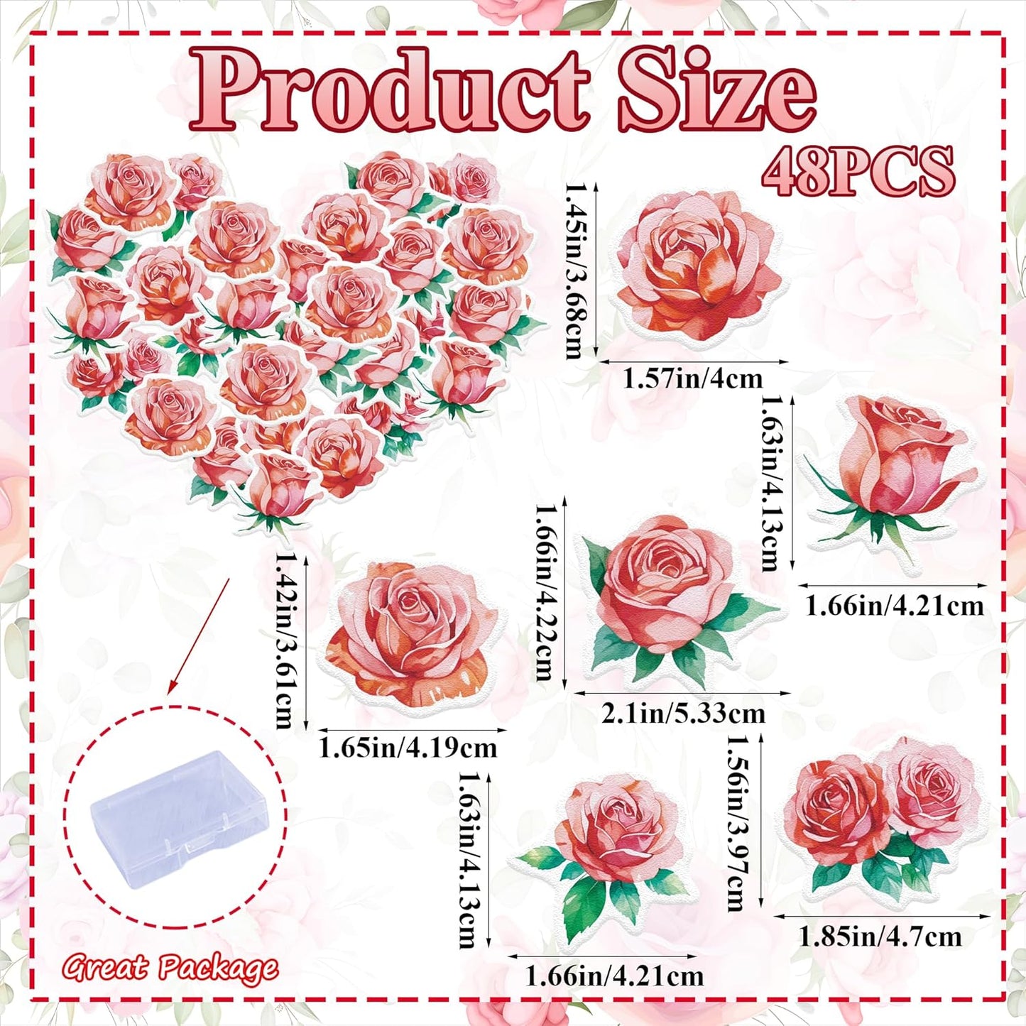 48PCS Edible Rose Flower Cupcake Toppers Wafer Paper Roses Decorations Flower Birthday Party Decorations Rose Cake Toppers for Wedding Engagement Birthday Party Cake Decor Supplies (Pink)