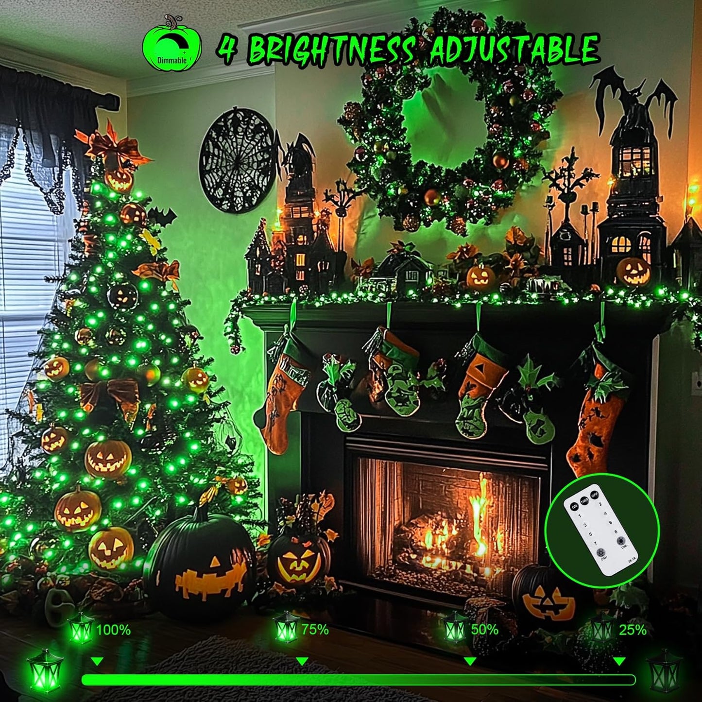 JMEXSUSS 600 LED Green Lights for Halloween Decorations, 168 Ft Green Christmas String Lights Outdoor Indoor Clear Wire Plug in for Halloween Christmas Tree Party Decor