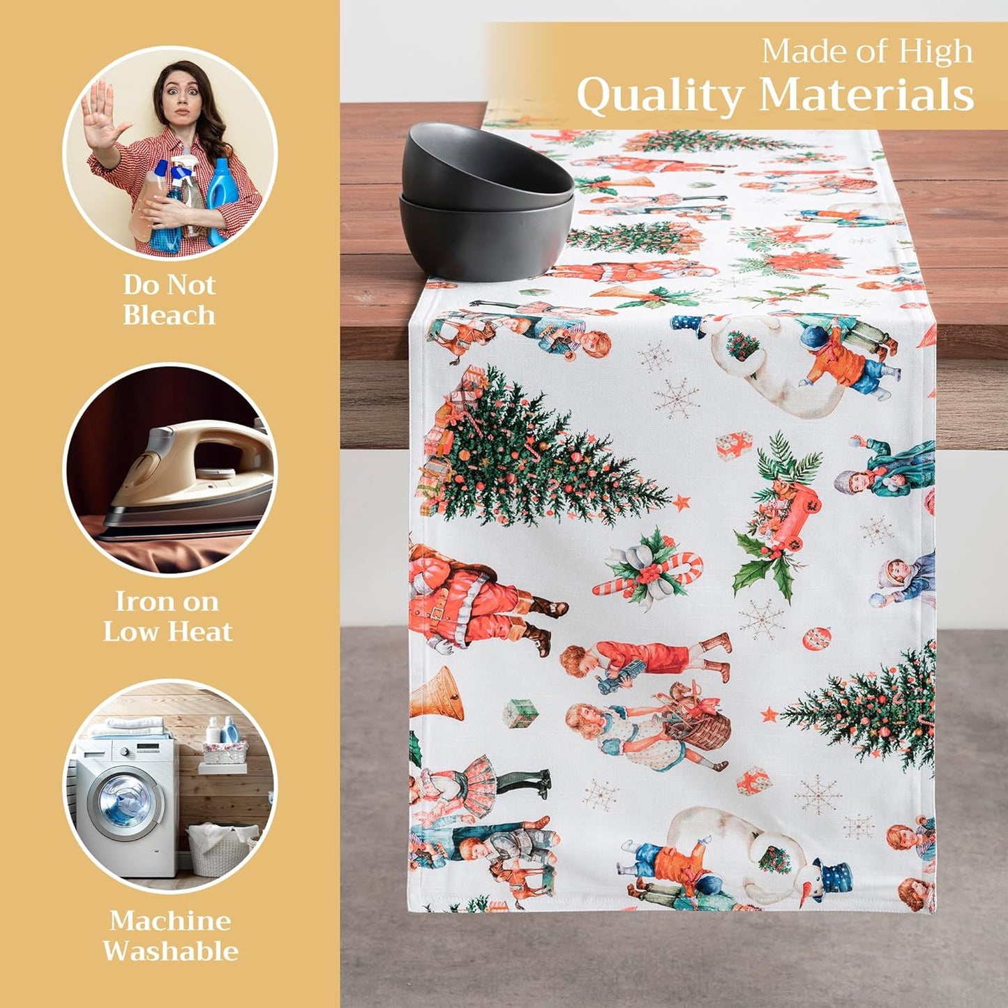 Maison d' Hermine Table Runner 100% Cotton Double Layer Table Runners 108 inches Long for Thanksgiving Christmas Decorations Home Kitchen Dining Party Wedding (Chromo, 14.5" x 108")