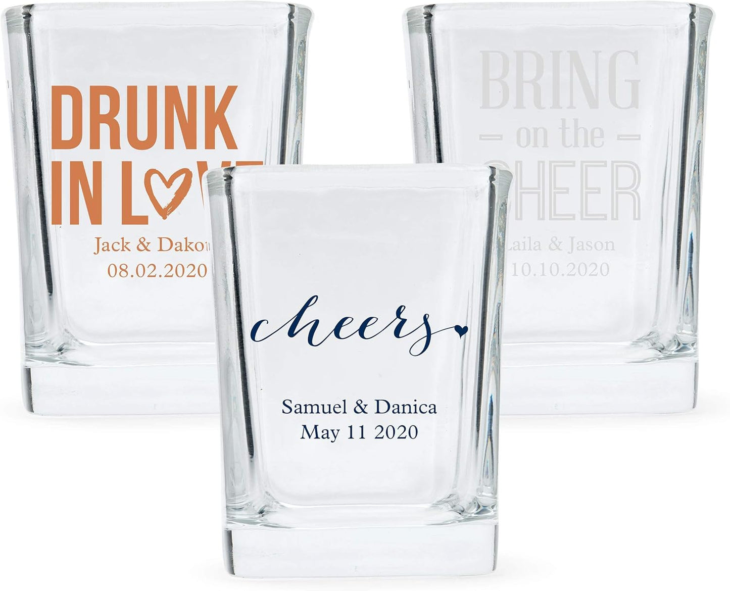 WEDDINGSTAR Personalized 2oz Square Shot Glass Customizable Full Color Print - 144 pack