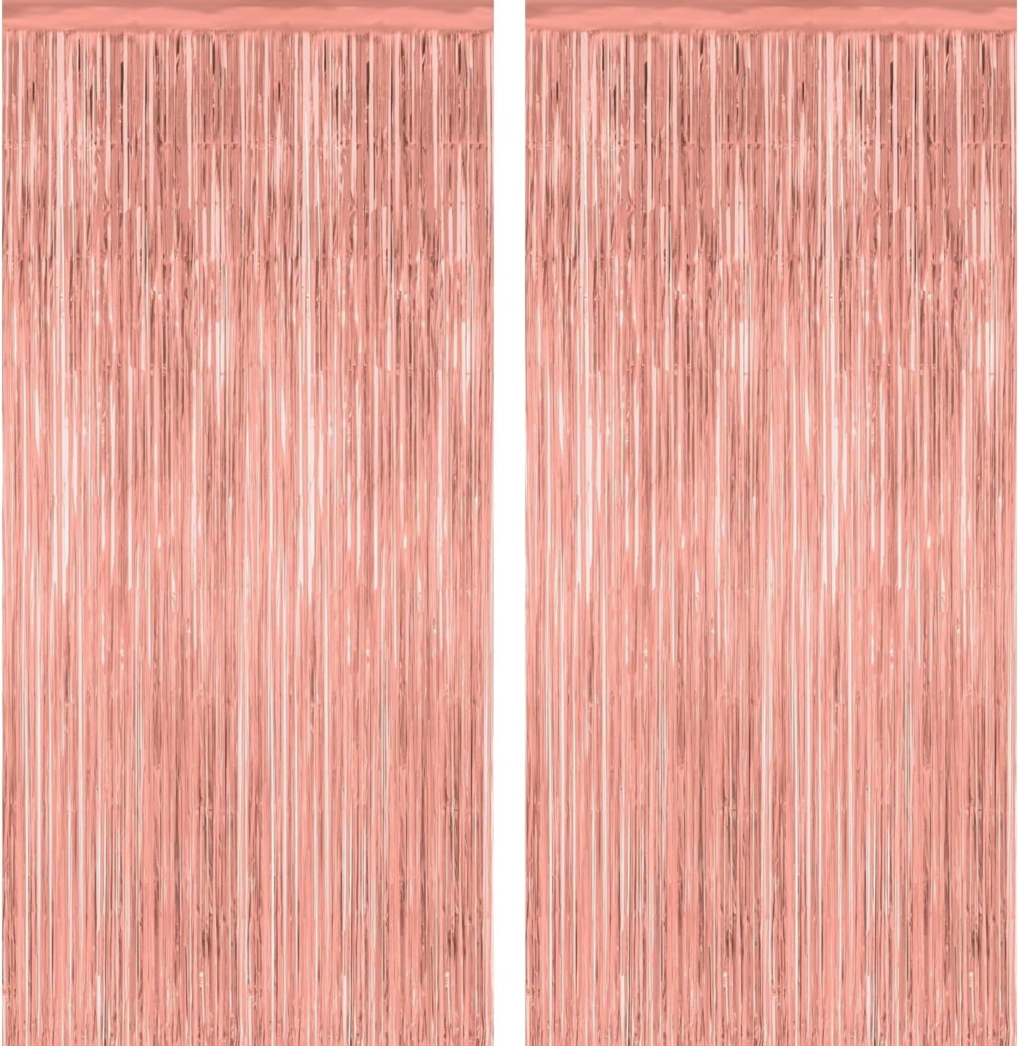 Rose Gold Streamers Party Decorations 2 Pack Rose Gold Tinsel Backdrop Supplies Foil Curtain Backdrop for Bridal Baby Shower Birthday Bachelorette Wedding Engagement Party Decorations