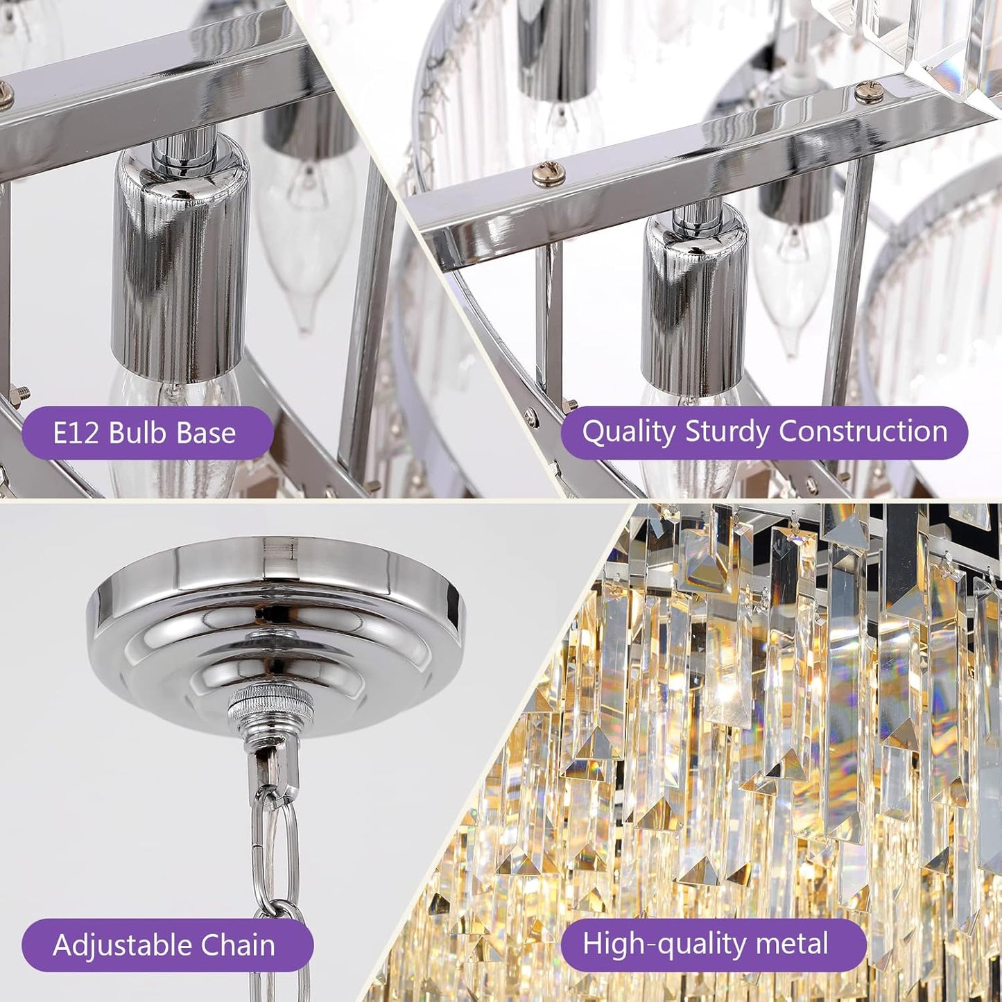 Crystal Chandelier Lighting 39'' for Dining Rooms Bedroom Foyer Entryway Ceiling Hanging Pendant Chandelier Light Fixture Lamp