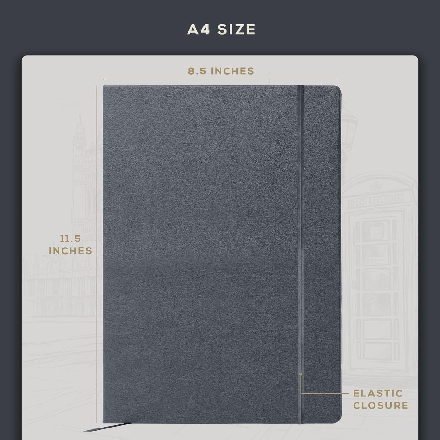 BEECHMORE BOOKS Lined Journal Notebook, 8.5 x 11.5 inch, A4 160 Lined Pages, Hardcover Leather Journals for Women, Men, Writing and Notebooks for Work - 120 GSM Thick Paper, Gifts Box Included