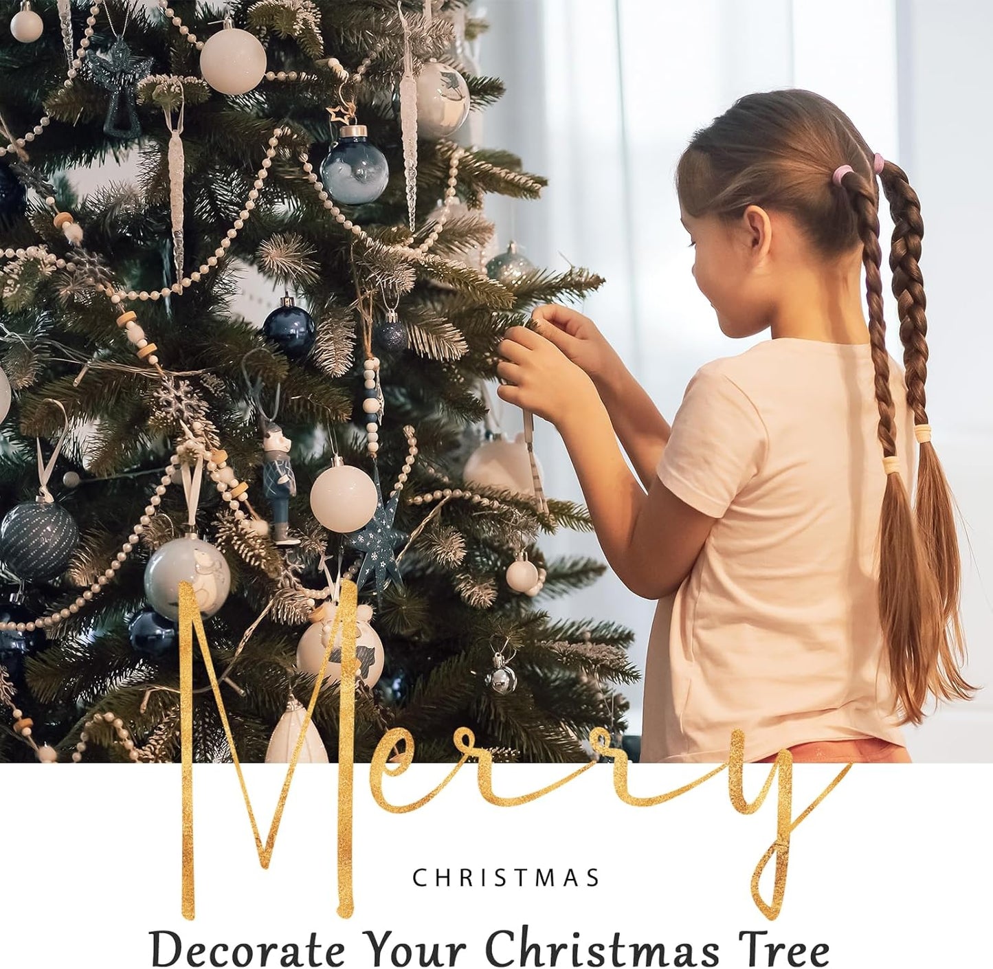 Craft String Pearls 10MM Round White Faux Pearl Garland, 33Feet Ivory Wedding Party Decoration, Christmas Tree Decorations