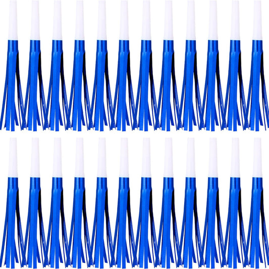 Metallic Fringed Noise Makers, for Noise Makers Party Favors, New Year Party, Baby Shower, Kids Birthday, 24 Pcs, Blue