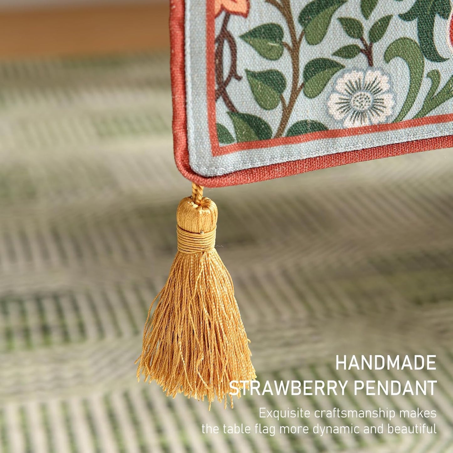 ISAENNE Designer French Green Elegant Linen Table Runner 102 Inches Long,Colorful Flower Pattern Soft Table Runners for Dining Tables,Thanksgiving,Kitchen Tables,Christmas,12"*102"-Naples B