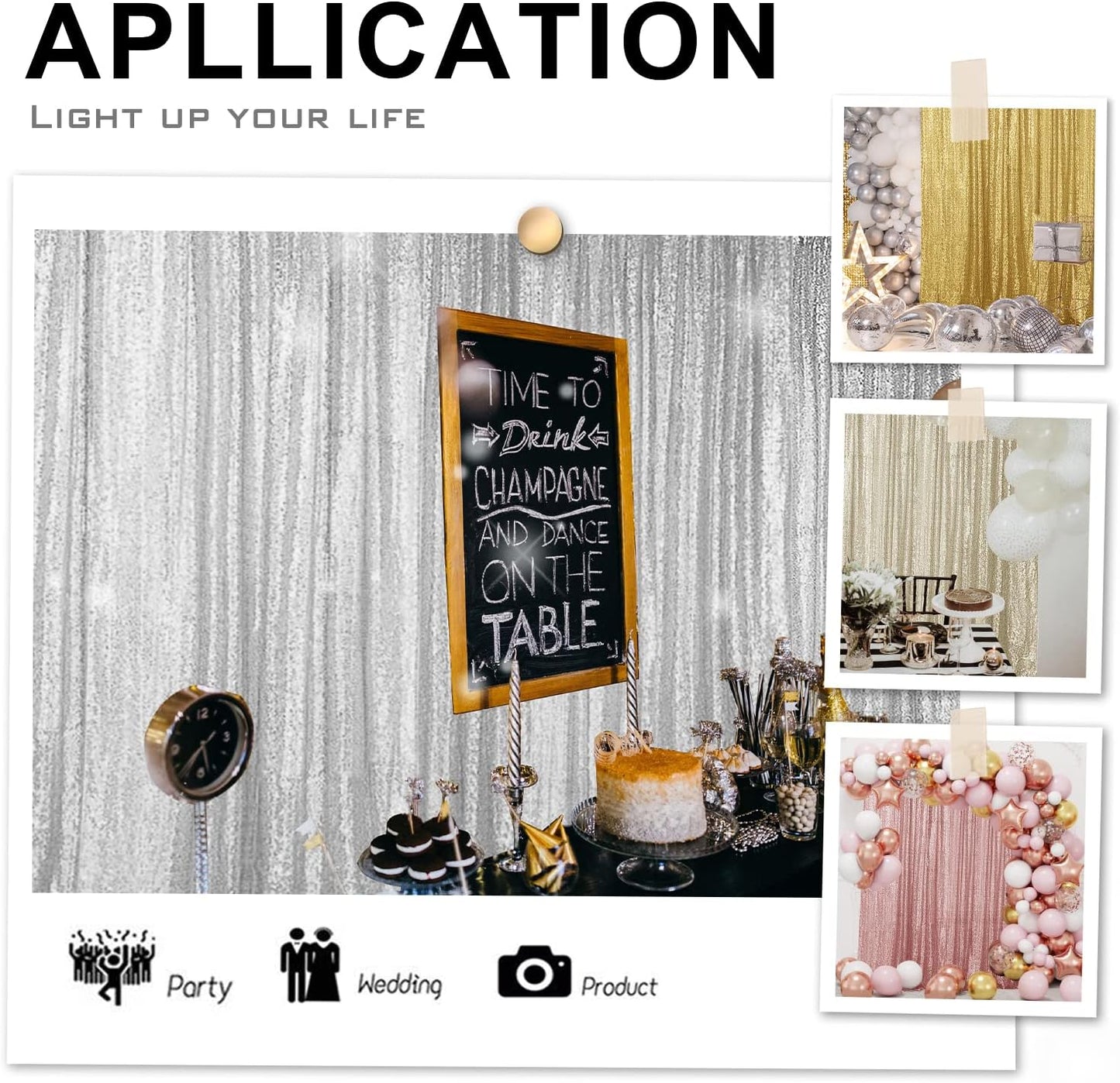 Hahuho Pink Sequin Backdrop Curtain, 2PCS 2FTx8FT Glitter Backdrop Curtain for Parties, Christmas, Wedding, Banquet Decoration（2 Panels, 2FT x 8FT, Pink）