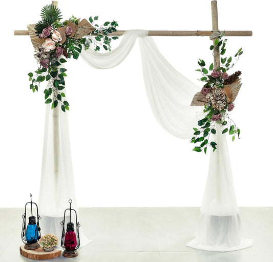 VDS Pack of 1 Panel (30 Inch X 40 Feet) Wedding Arch Draping Fabric Sheer Chiffon Fabric Drapery for Wedding Ceremony Reception Swag Backdrop Canopy Chuppah ARBO Altars Decoration (Ivory)