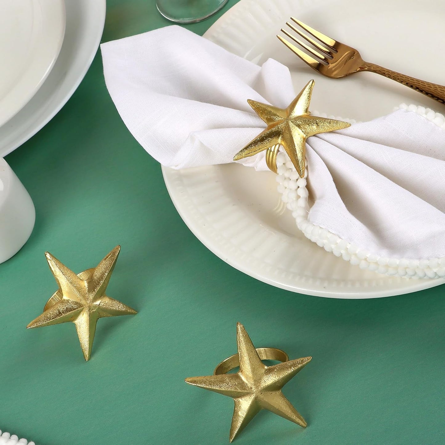Napkin Rings Set of 12, Star Shaped Napkin Holder, Metal Serviette Rings, Gold Napkin Rings, Farmhouse Table Accessories for Dining Table, Weddings, Parties & Home Décor, Durable - ALPHA Living HOME