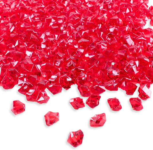 Acrylic Color Ice Rock Crystals Treasure Gems for Table Scatters, Vase Fillers, Event, Wedding, Arts & Crafts, Birthday Decoration Favor (190 Pieces) by Super Z Outlet (Red)