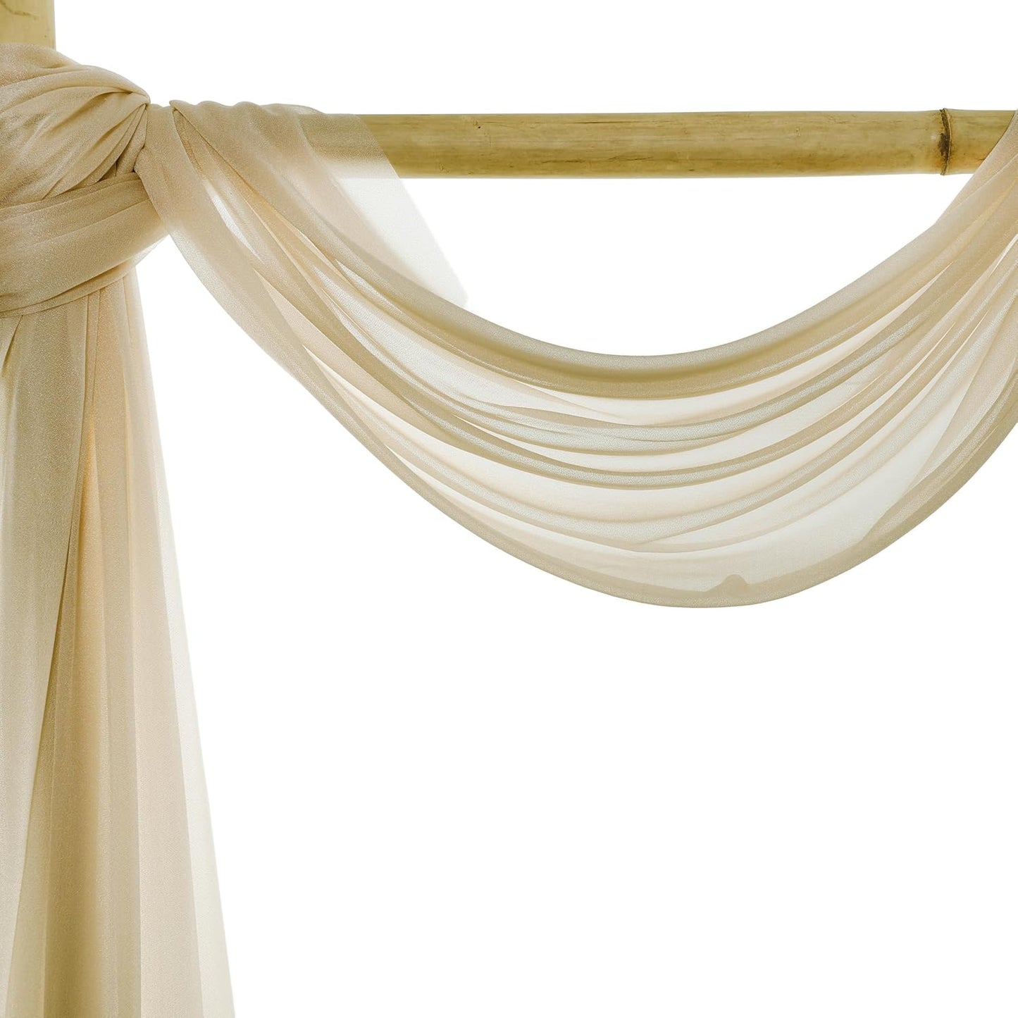 VDS Pack of 4 Panel (30 Inch X 20 Feet) Wedding Arch Draping Fabric Sheer Chiffon Fabric Drapery for Wedding Ceremony Reception Swag Backdrop Canopy Chuppah ARBO Altars Decoration (Champagne)