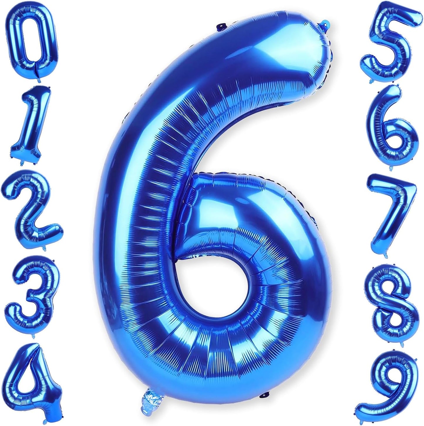 Navy Blue Number Balloons 6, 40inch Large Dark Royal Blue Digital 6 Foil Mylar Helium Balloon for Boys, Self Inflating Number Balloons 0-9 for Men Women Birthday Party Anniversary Decorations