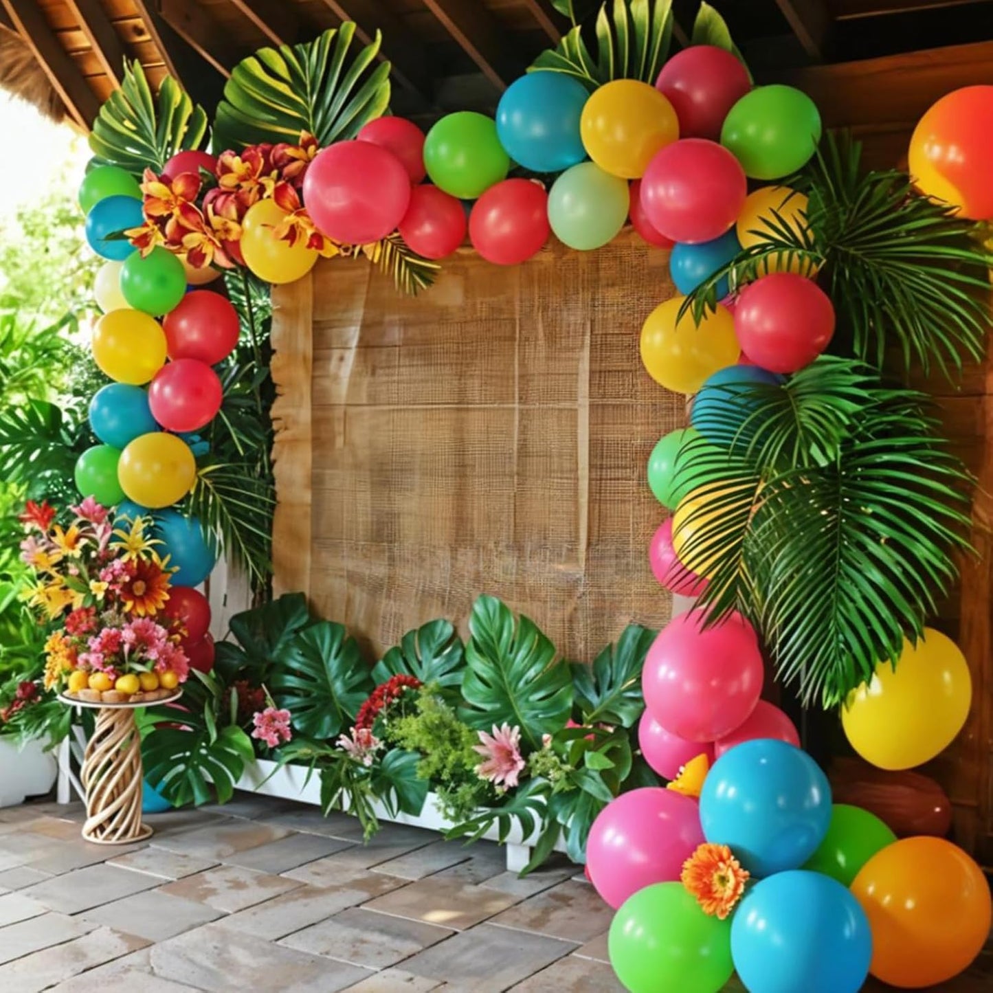 Rainbow Balloons, 60pcs Colorful Balloons, Matte Hot Pink Teal Blue Green Orange Yellow Gold Balloon For Birthday Baby Shower Summer Beach Tropical Hawaiian Theme Party Wedding Anniversary Decorations