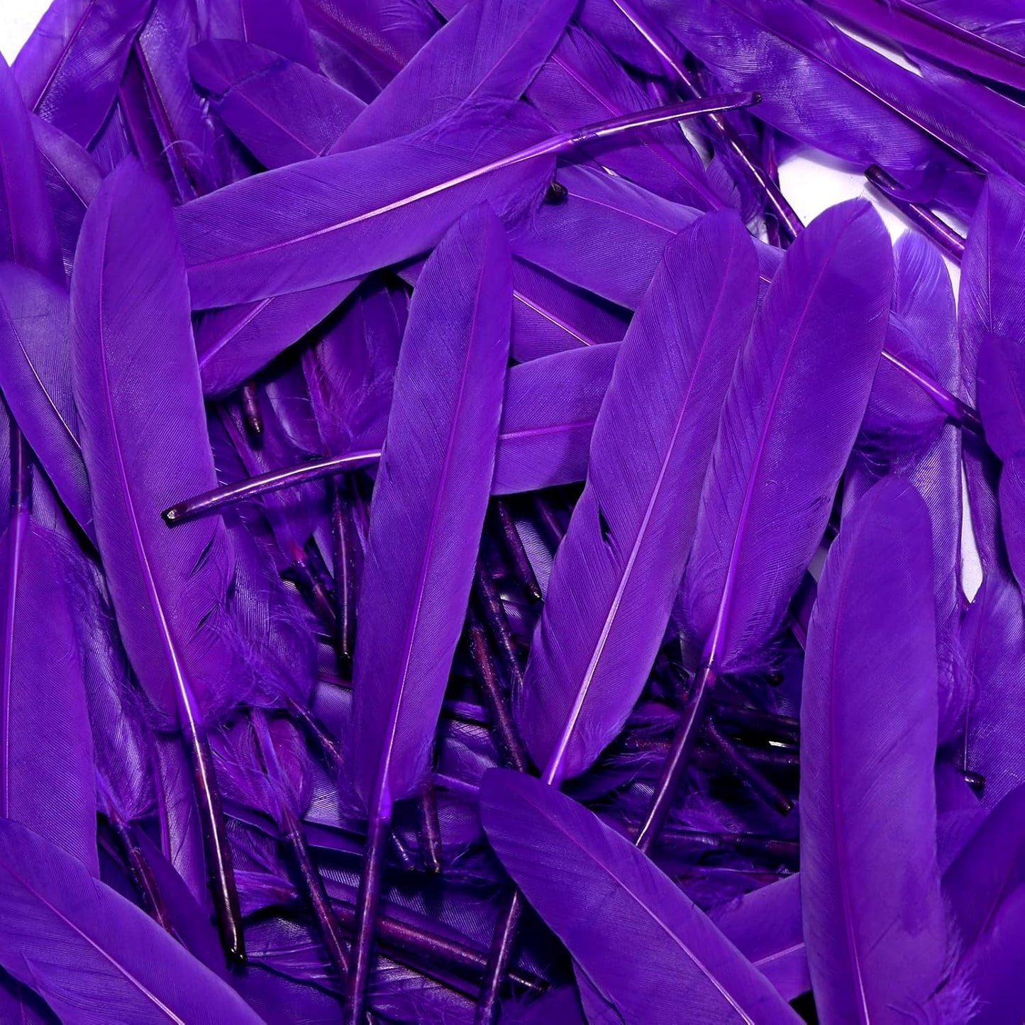 FeelfunFeather 120pcs Purple Goose Cochettes Feather Natural Bulk 4-6 inch 10-15cm for Wedding Party Christmas Halloween Decorations DIY Crafts Goose Cochettes Feather