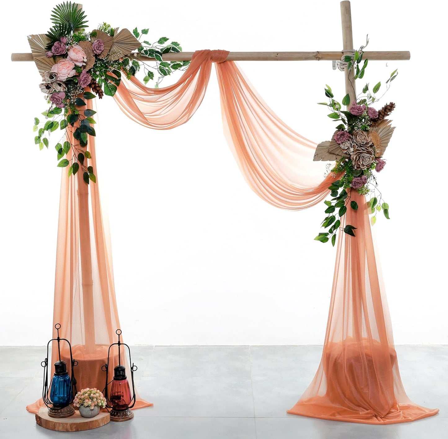 VDS Pack of 1 Panel (30 Inch X 20 Feet) Wedding Arch Draping Fabric Sheer Chiffon Fabric Drapery for Wedding Ceremony Reception Swag Backdrop Canopy Chuppah ARBO Altars Decoration (Coral Peach)