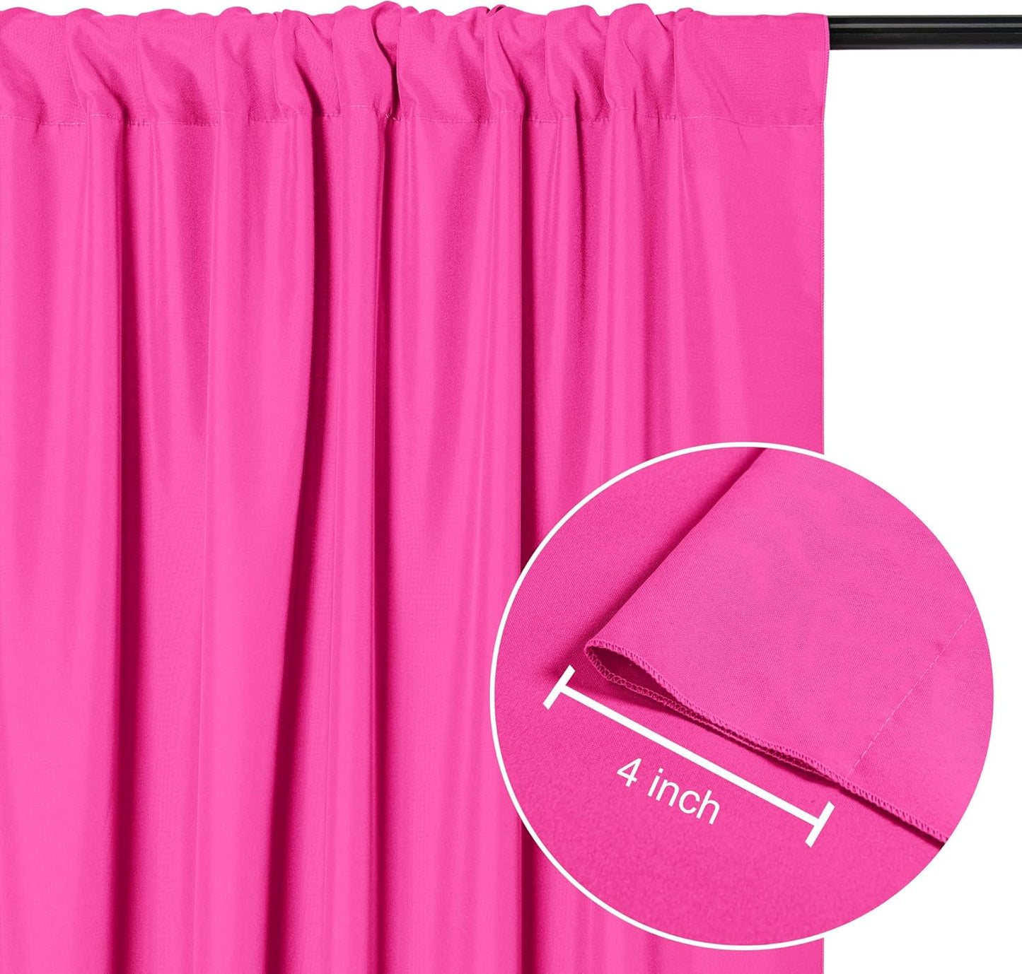 DWCN 10x7 FT Backdrop Curtains for Parties, Photography Backdrop Drapes with Rod Pockets for Wedding Decorations Stage Birthday Family Gatherings, 2 Panels 5ft x 7ft, Fuchsia