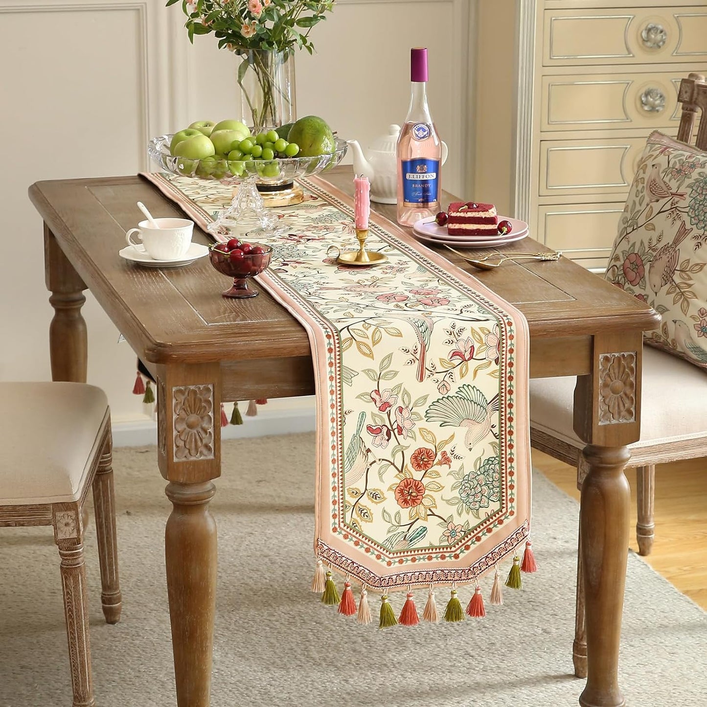 Velvet French Table Runner Farmhouse for Home Kitchen Dining Decor Parties Family Dinners Wedding 12"*118"