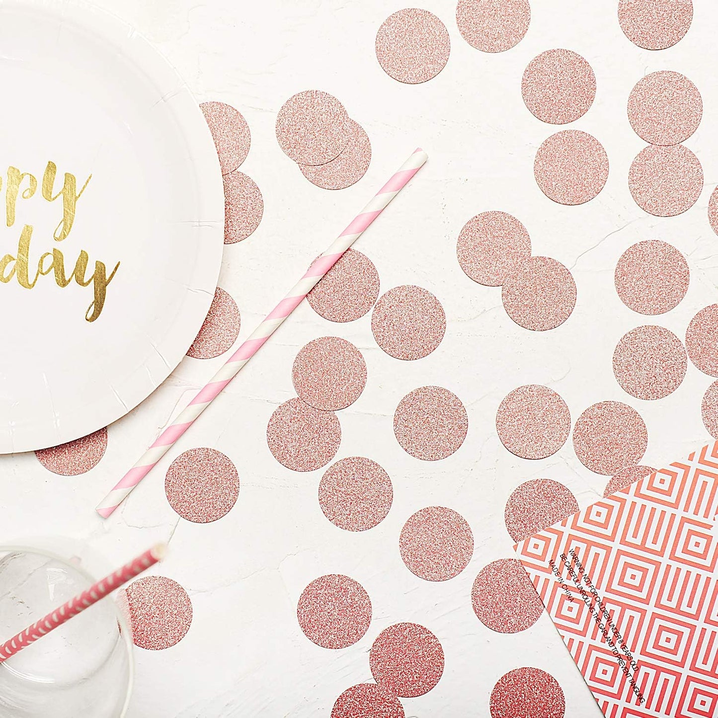 Glitter Confetti Circle Dots for Table Wedding Birthday Party Decoration, 1.2 inch in Diameter (rose gold glitter,200pc)