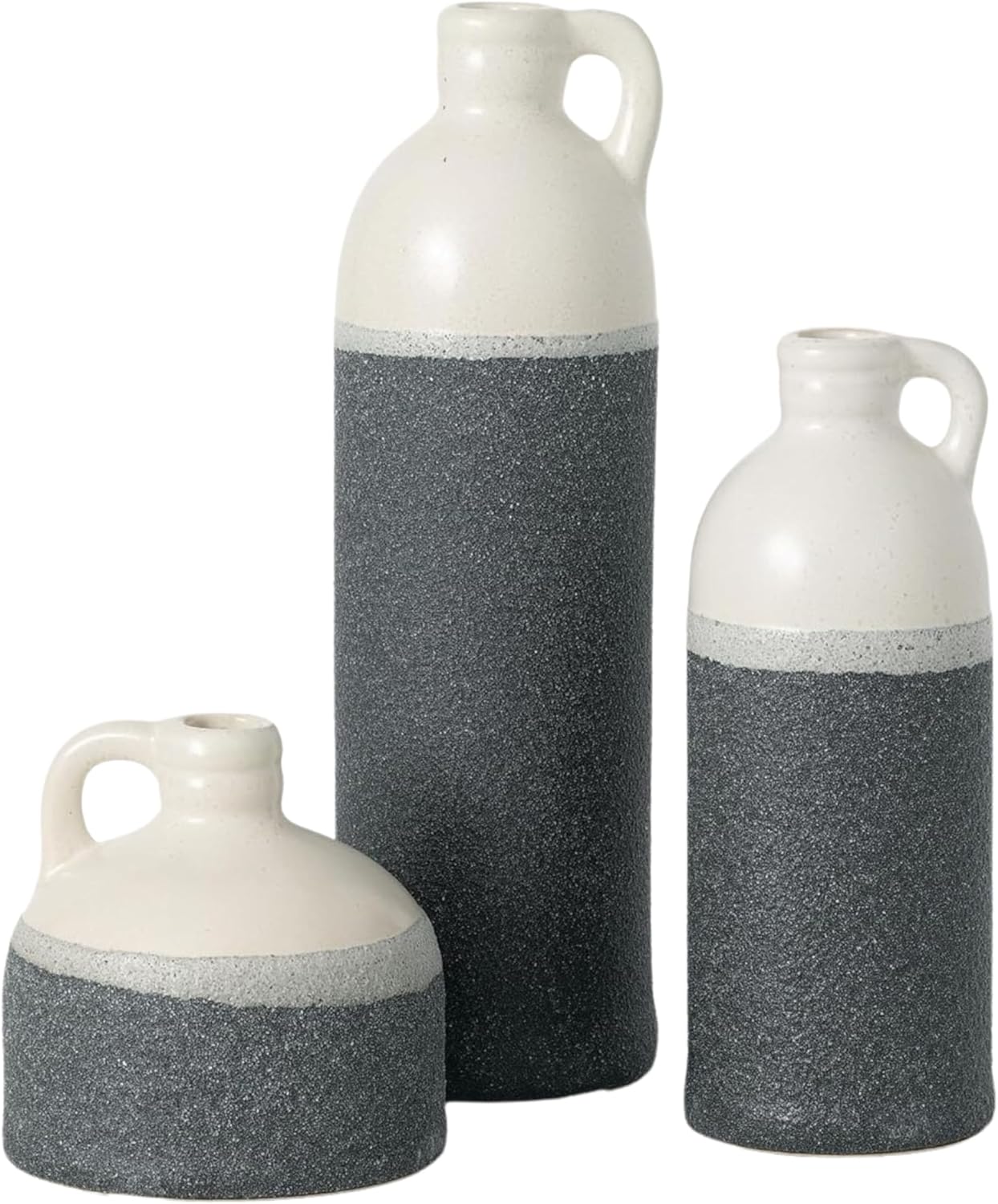 Sullivans Jug Vase Set, Two Tone White and Grey Texture Farmhouse Decor for Your Kitchen, Bedroom, Office, Living Room, & Bathroom, Coffee Table Decor, Aesthetic Centerpiece Decorations (CM2945)