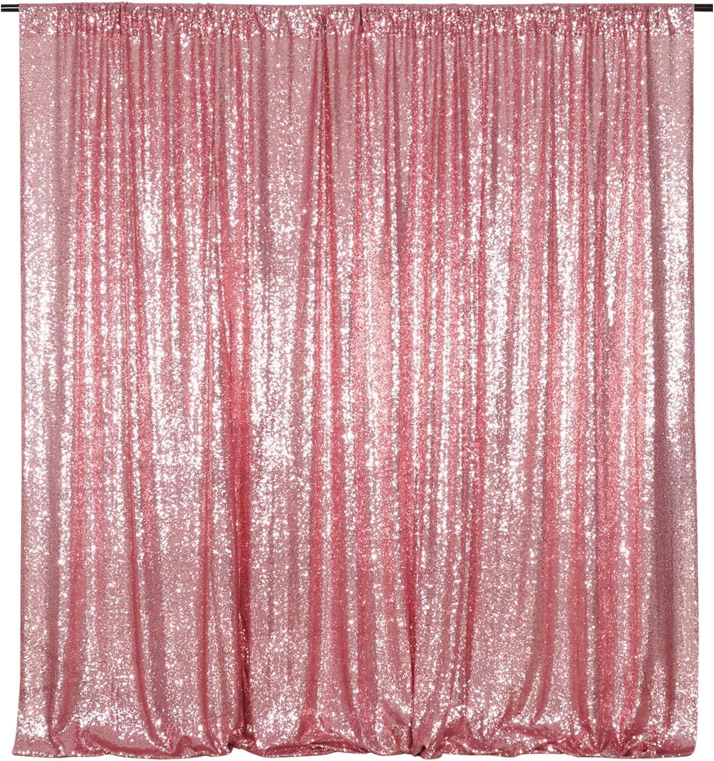 Poise3EHome 8FT x 8FT Sequin Photography Backdrop Curtain for Party Decoration, Fuchsia Pink