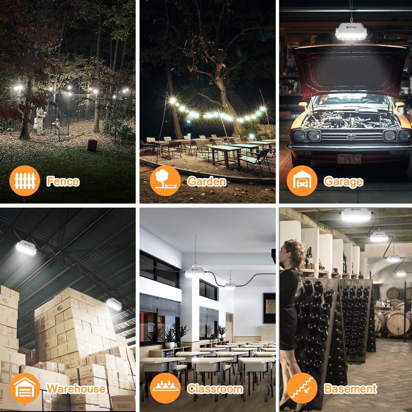 100FT LED Construction String Lights, 150W Super Bright 15000LM Plug in Linkable String Work Lights, 5000K Waterproof IP67 Temporary Lighting for Construction Sites, Jobsites, Indoor & Outdoor