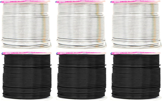 Mandala Crafts 16 Gauge Anodized Aluminum Craft Wire for Jewelry Making – 390 FT Colored Flexible Silver Black Wire - Bendable for Bonsai Armature Crafting Sculpting