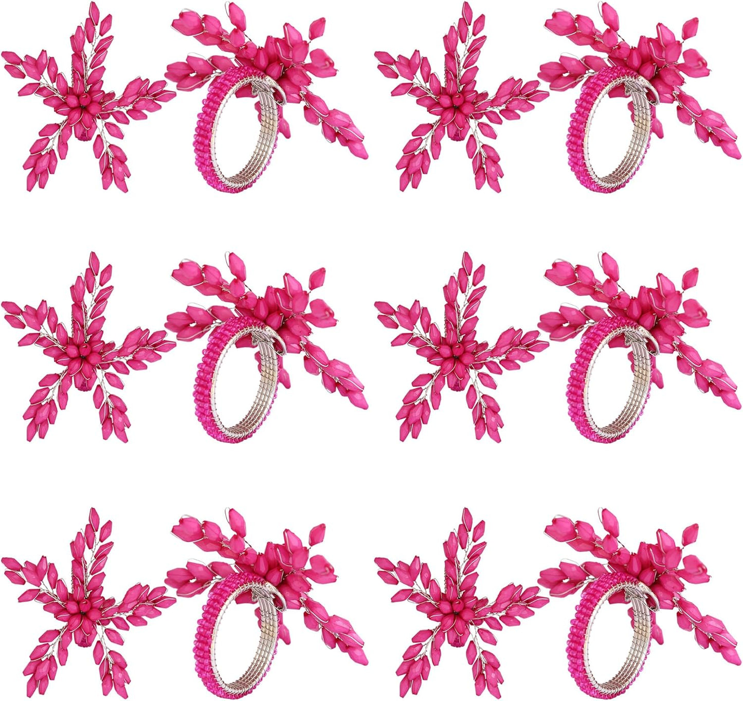 Napkin Rings Set of 12 for Dining Table Decoration Parties Everyday Metal Napkin Holder Leaf Pink (Pack of 12)
